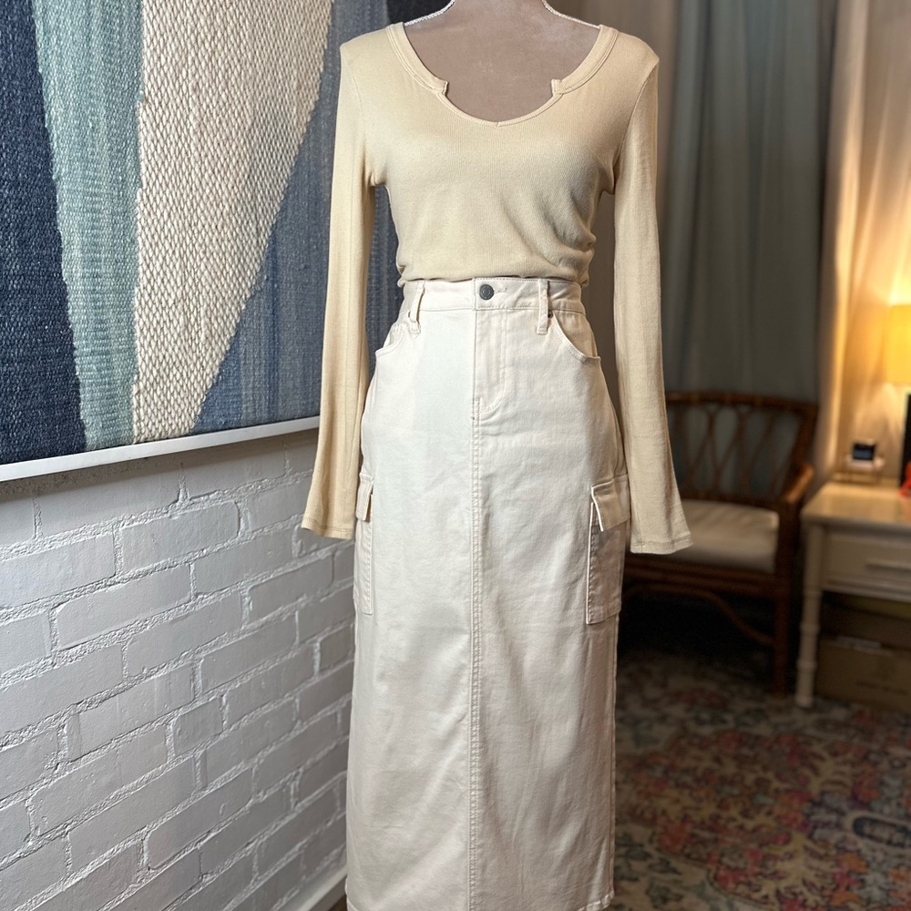 Marc New York Tan Denim Maxi Skirt - Picture 2 of 14